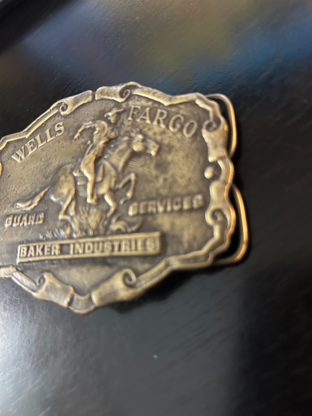 Vintage Collectible Wells Fargo Guard Services Bakers Industries Belt Buckle