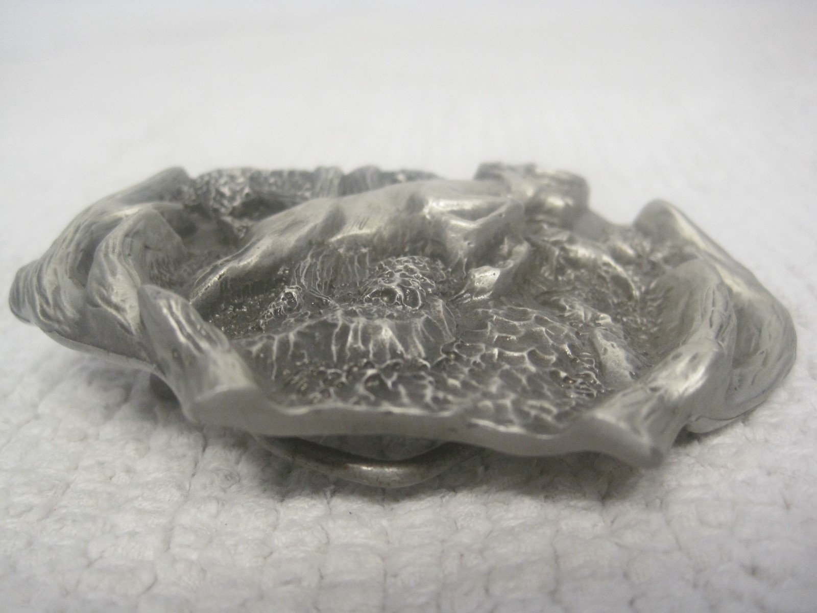 1982 The Great American Buckle Co Buck & Doe Pewter Belt Buckle 3 3/8&Prime; x 2 1/4&Prime;