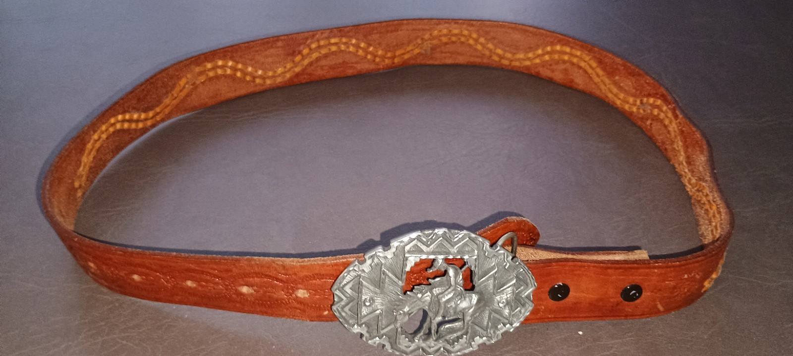 EJC COWBOY RIDING A HORSE THEME BELT BUCKLE – ORNATE Made In USA