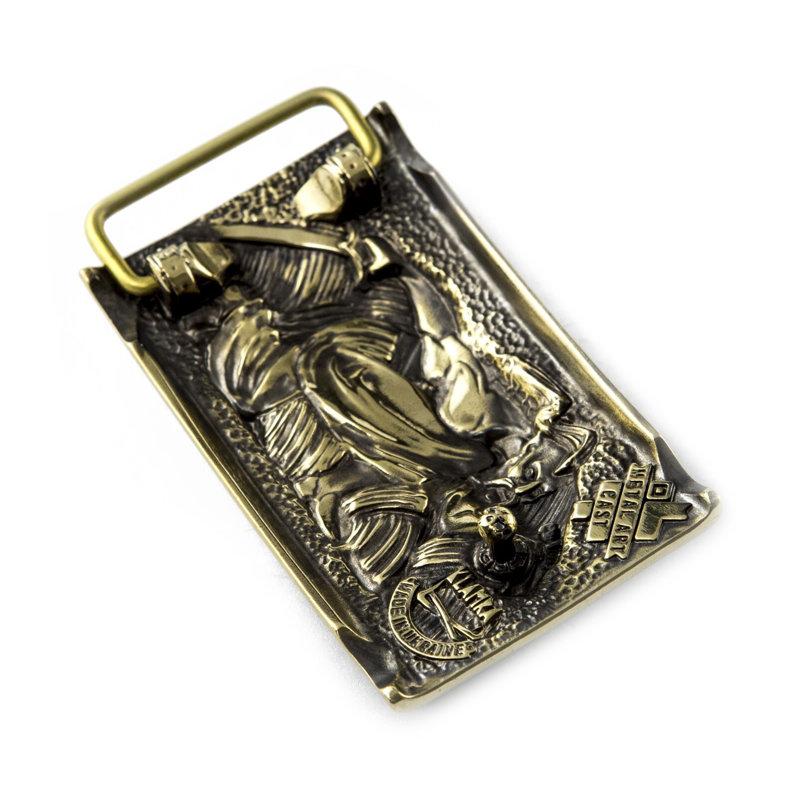 Belt buckle « Werewolf », Military brass belt buckle; Wolf buckle,