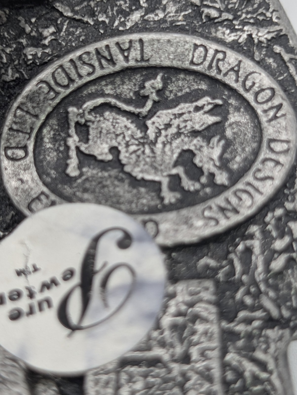 Vintage 1991 Lady Luck Belt Buckle – Dragon Designs Pewter Pin-Up Gambler DD109
