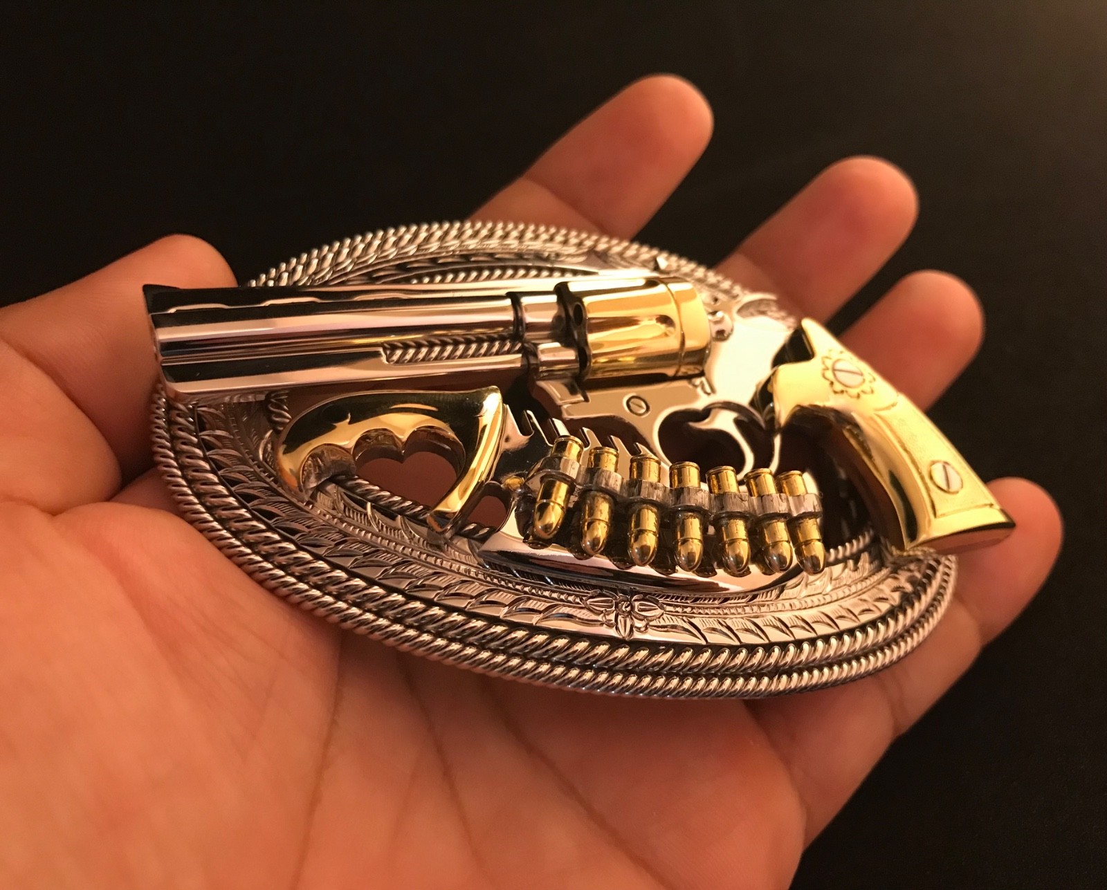 (MADE BY ORDER) BUCKLE HANDMADE STAINLESS STEEL WESTERN STYLE GUN PYTHON #3
