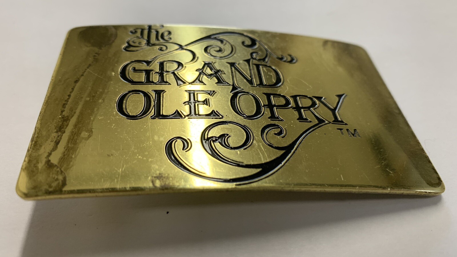 RH03118 VINTAGE 1970s **THE GRAND OLE OPRY** NASHVILLE MUSIC SOLID BRASS BUCKLE