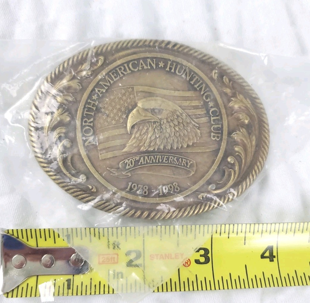 Vtg NOS 1998 NORTH AMERICAN HUNTING CLUB 20TH ANNIVERSARY BELT BUCKLE