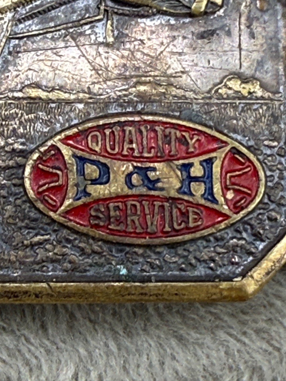 Vintage Construction Belt Buckle P&H Pawling Harnischfeger “Quality P&H Service”