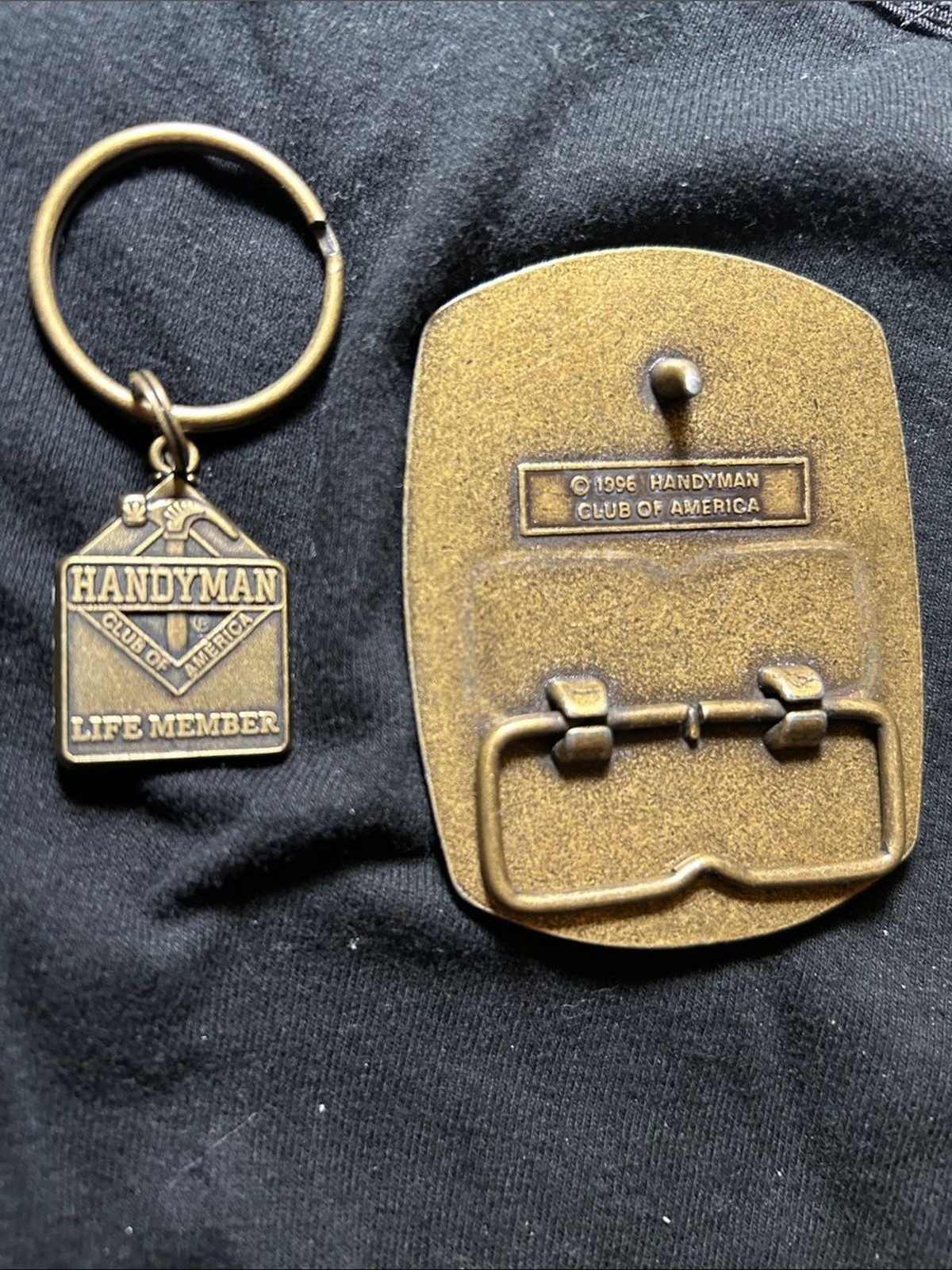 Bronze Handyman ‘Life Member&rsquo; Belt Buckle and Keychain Set