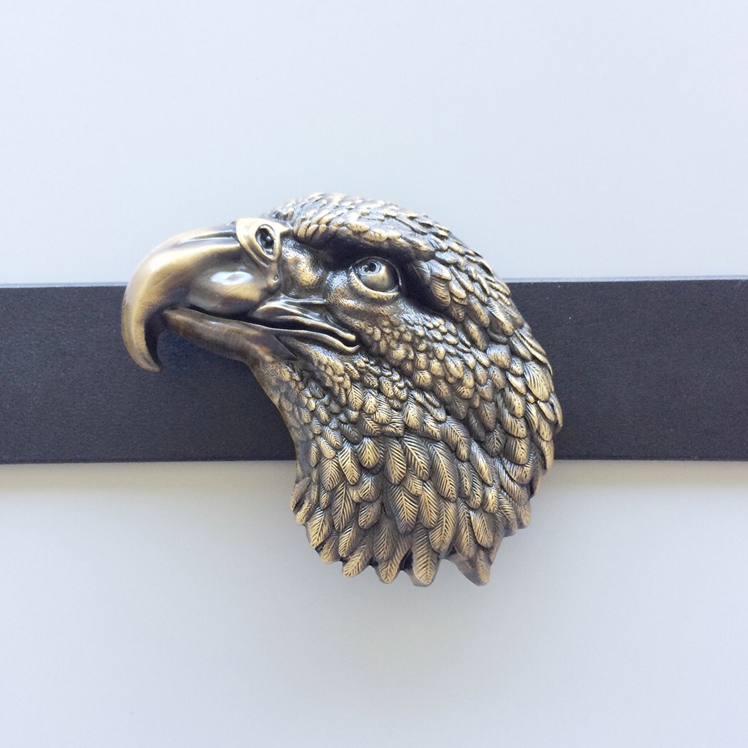 Vintage Bronze Plated Eagle Head Western Belt Buckle