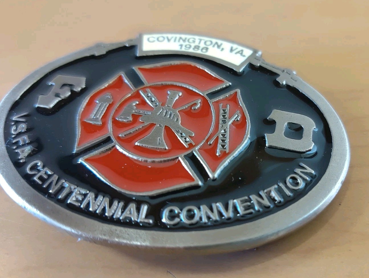 VSFA FIREFIGHTERS ASSOCIATION 1986 CENTENNIAL BUCKLE COVINGTON VA