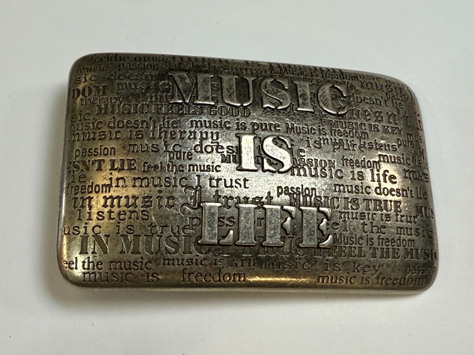 Music is Life Word Statement Musicians Poets Silver Color Belt Buckle