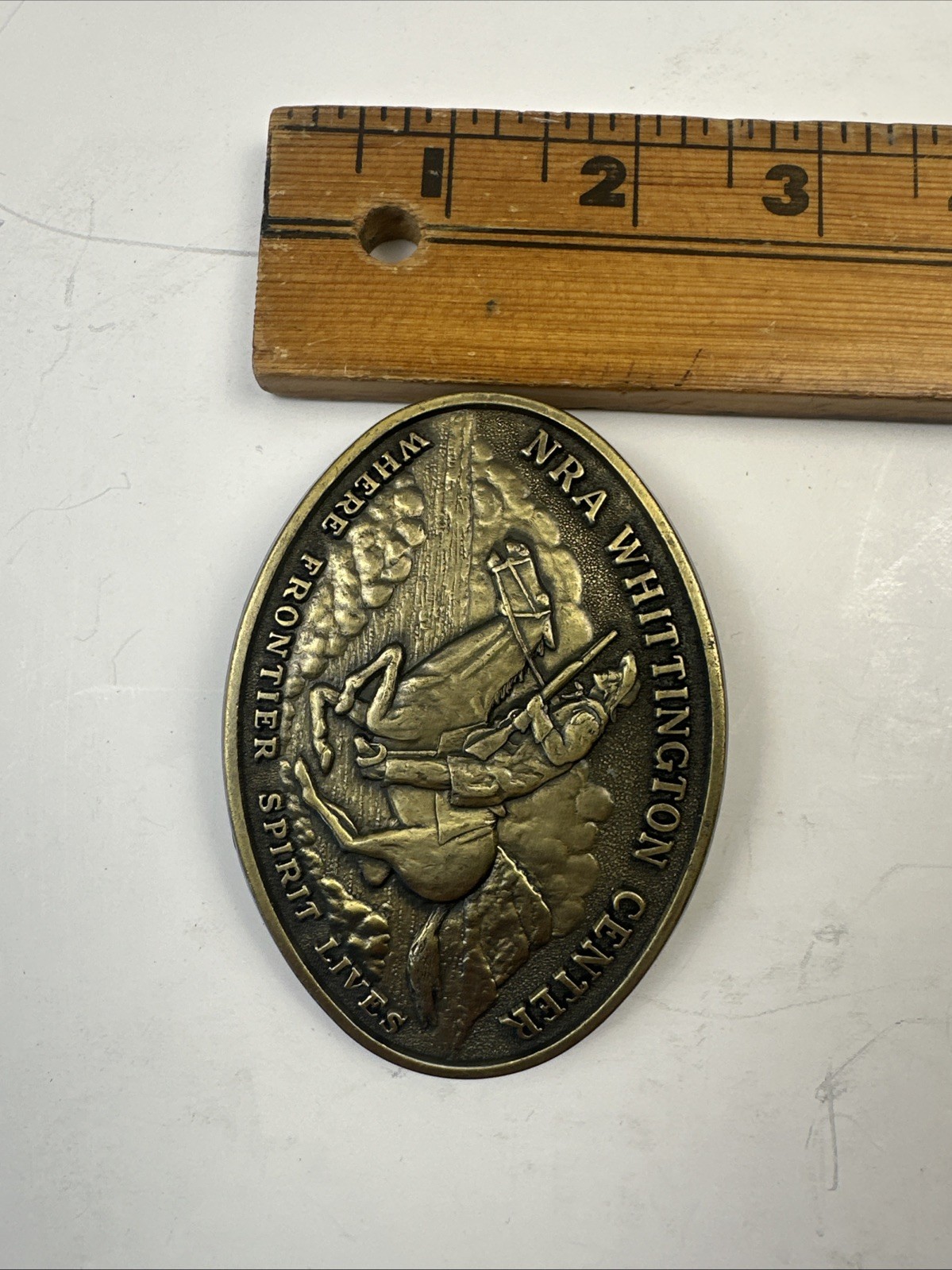 Vintage NRA Whittington Center Belt Buckle Where Frontier Spirit Lives