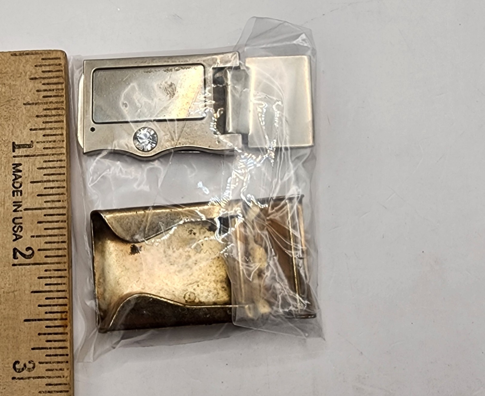 Vintage Belt Buckle & Money Clip Lot of 5 Brass Silver Tone Interchangeable WC