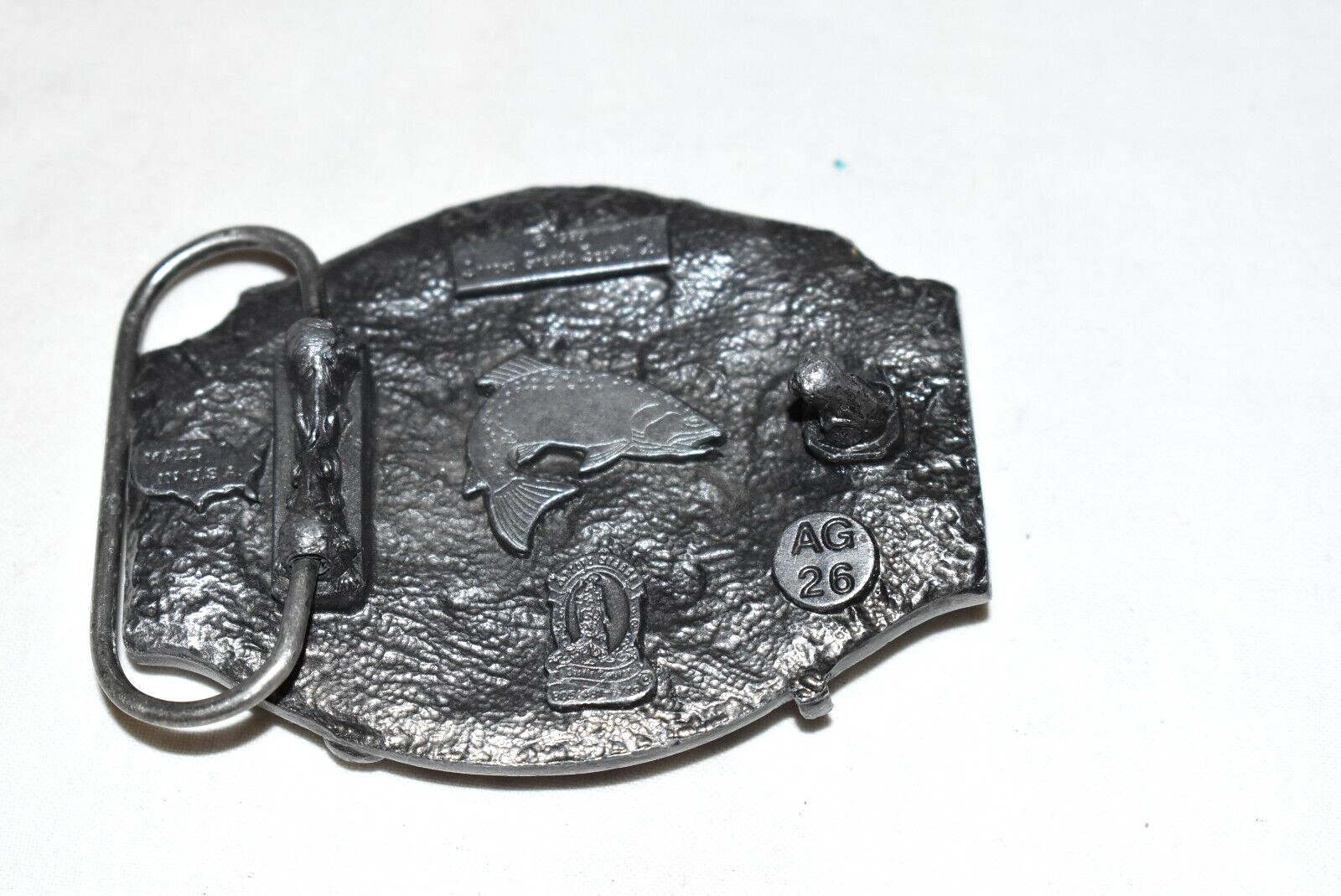 Vintage 1989 Arroya Grande  » I`d Rather Be Fishing  » Pewter 3D BELT BUCKLE USA