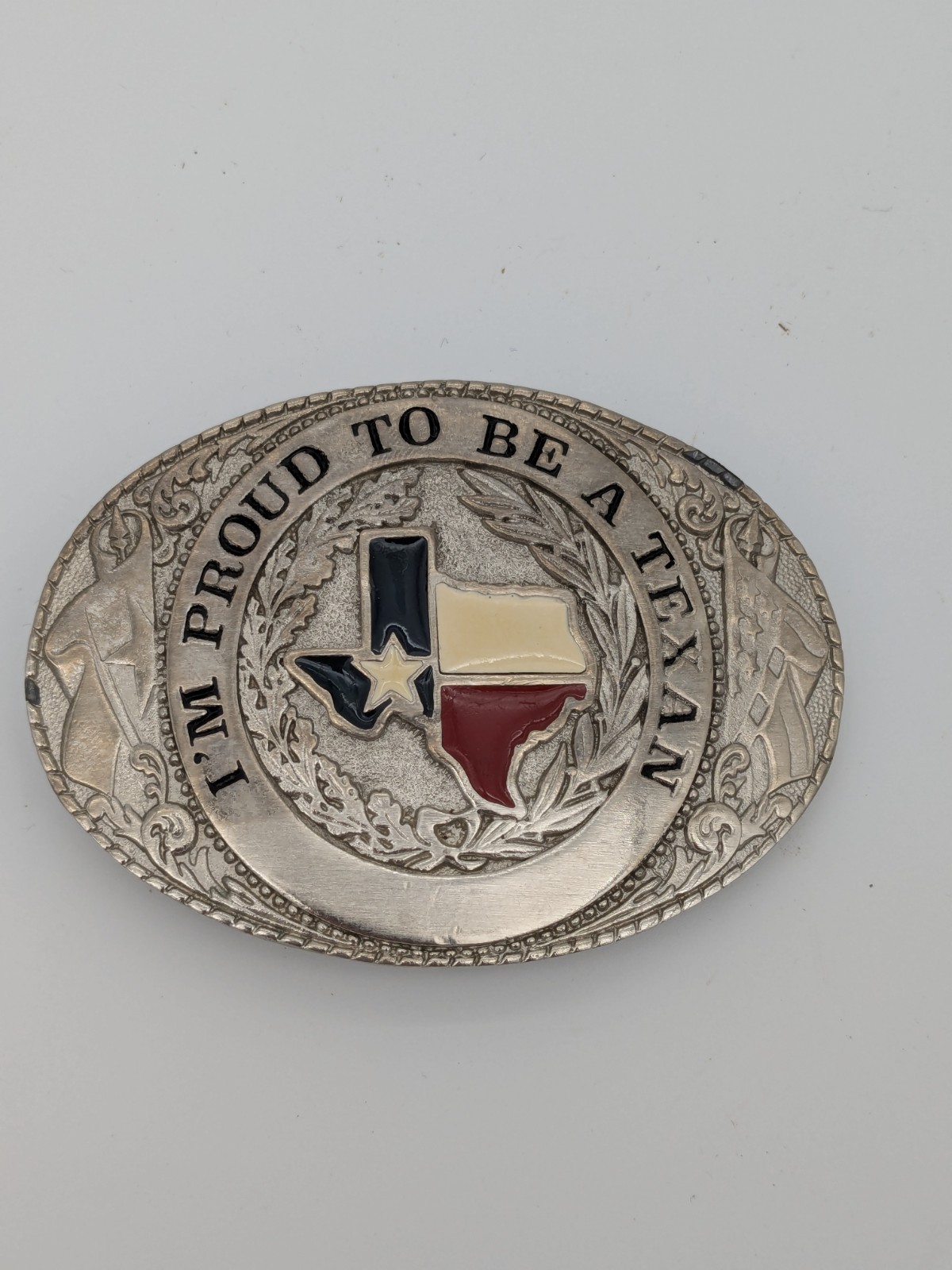 Vtg Texas Belt Buckle Lone Star State Western Rodeo Cowboy “I’m Proud Texan”