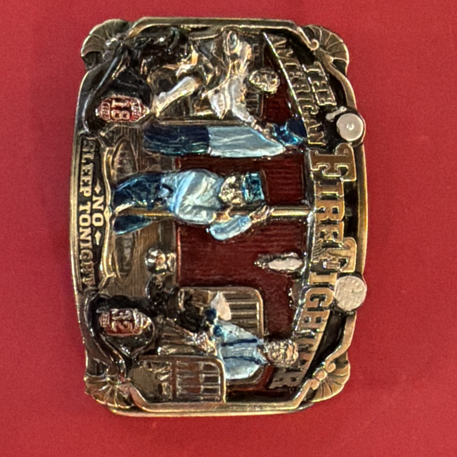 2 belt buckles 1986 American Firefighter, Eagle Flag 1990 Siskiyou Made in USA