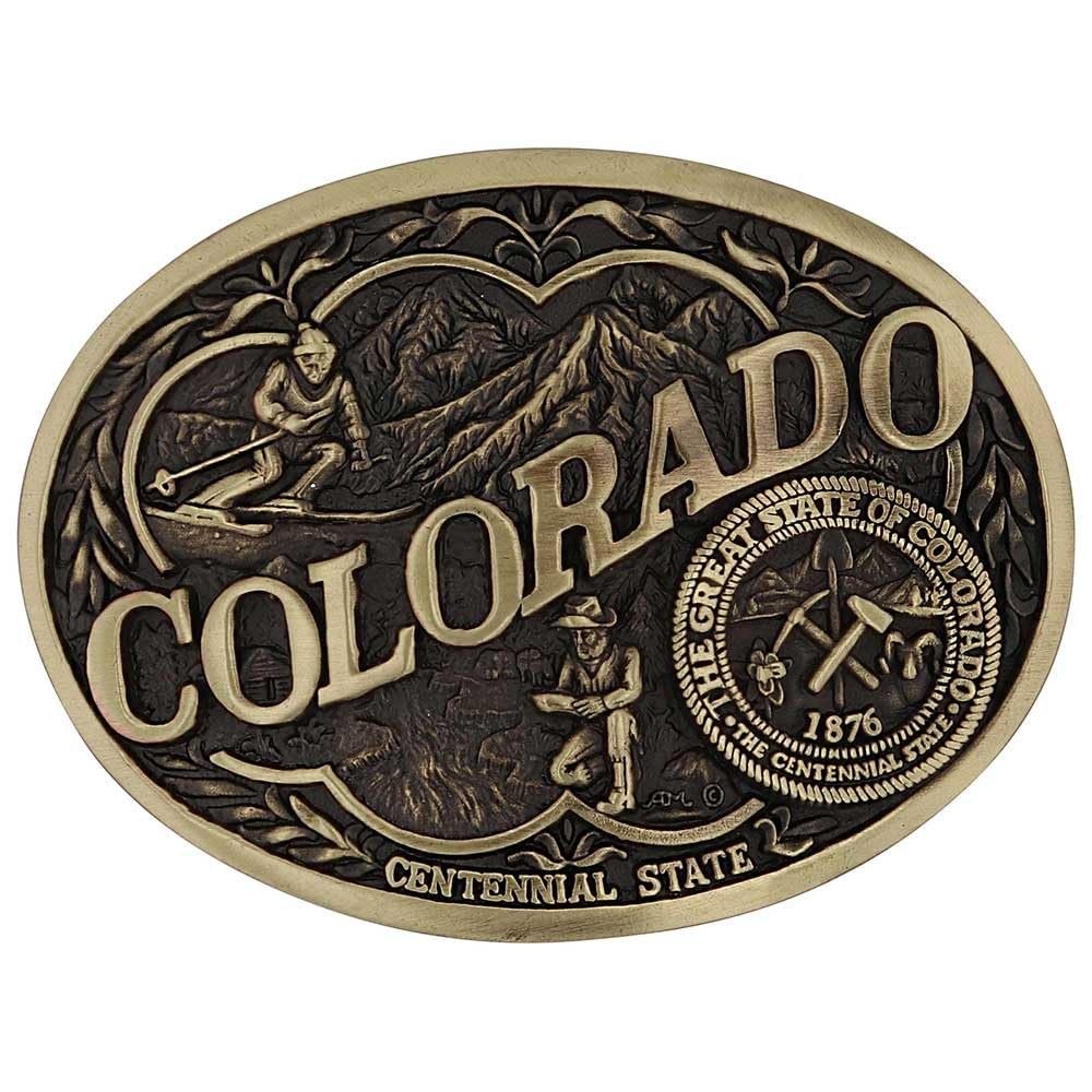Montana Silversmiths State Heritage Antiqued Oval Brass Western Belt Buckle New