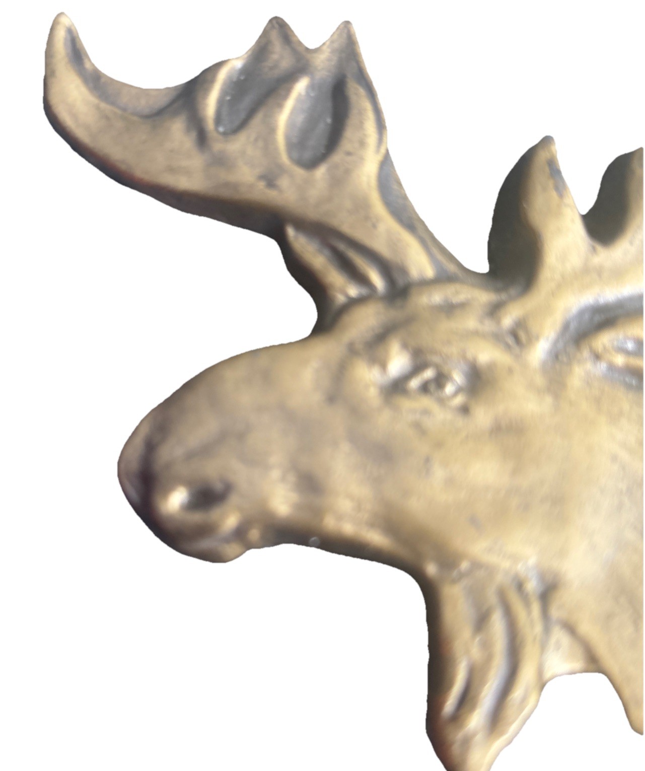 Vintage 1970’s Brass Moose Elk Head Wildlife Belt Buckle 4” #4047