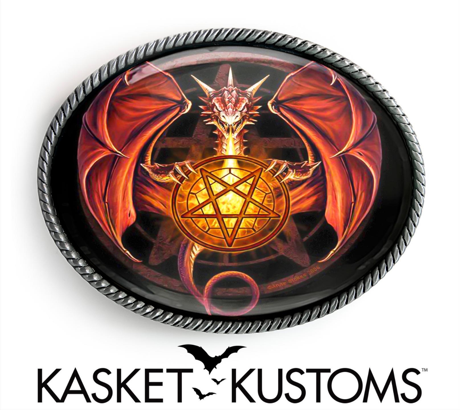 Dragon Pentagram Belt Buckle – Gothic Pentacle Handmade Silver Oval Buckle – 101
