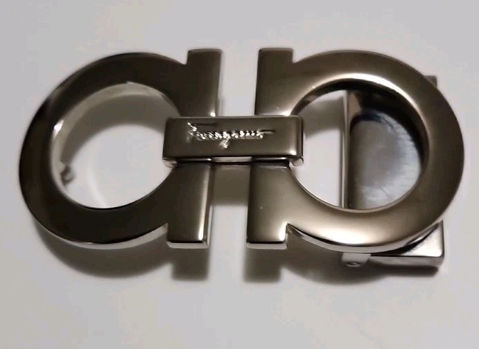 AUTH. SALVATORE FERRAGAMO SILVER GANCINI BELT BUCKLE FOR 1.3&Prime; WIDE BELT STRAP