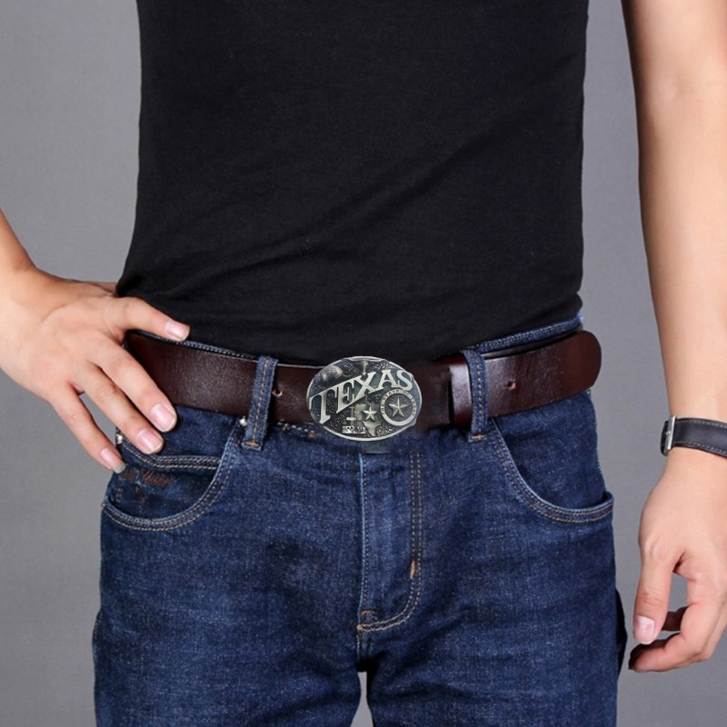 Relief Pattern Belt Buckle Cowboy DIY Belt Accessories Oval Shape Replacements