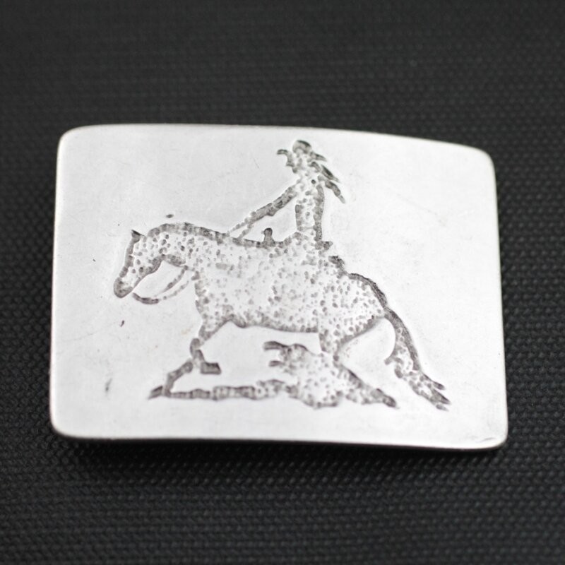 Cowgirl Equestrian Rectangle Belt Buckle in Antique Silver, Western Interchangeable Buckle