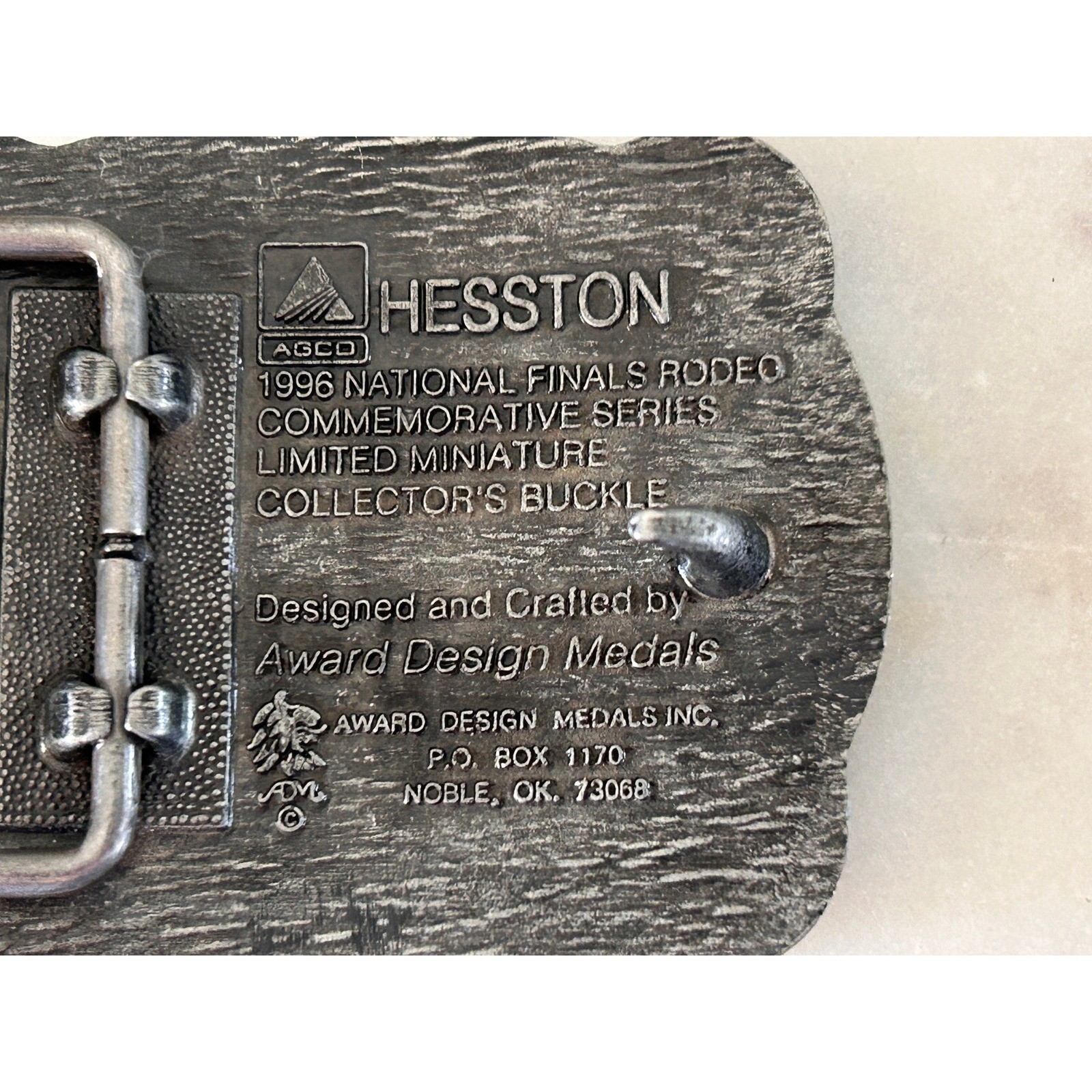 Hesston 1996 National Finals Rodeo Belt Buckle AGCO Commemorative Series Pewter