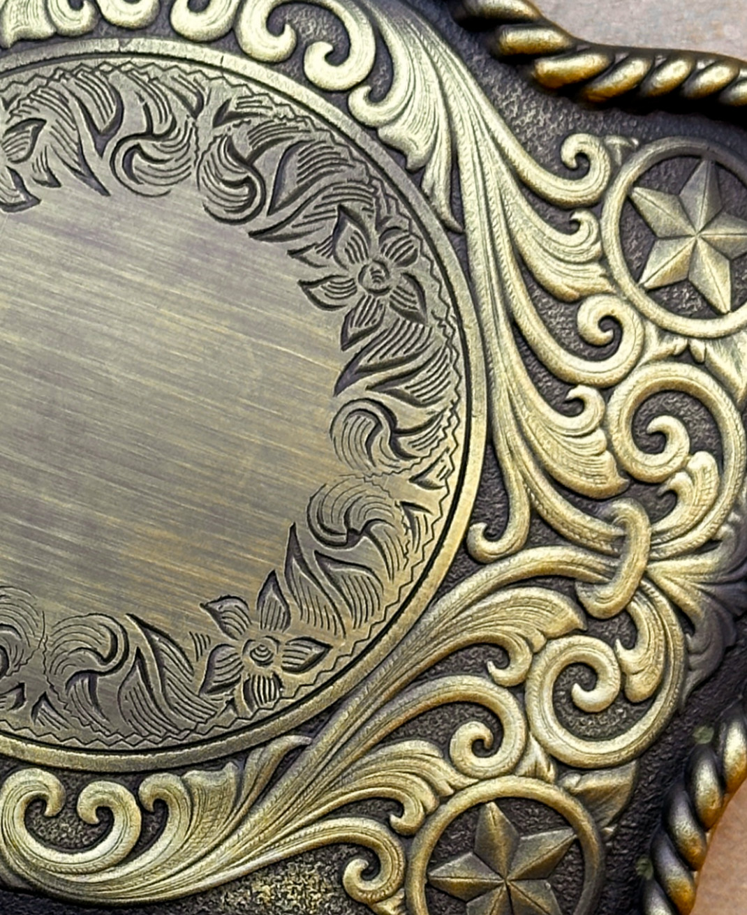 Engraved Brass Belt Buckle Custom Personalized Monogrammed Western Buckle