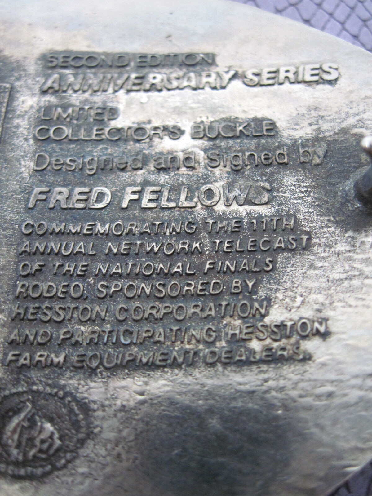 Vintage Hesston 1984 National Finals Rodeo Belt Buckle Fred Fellows