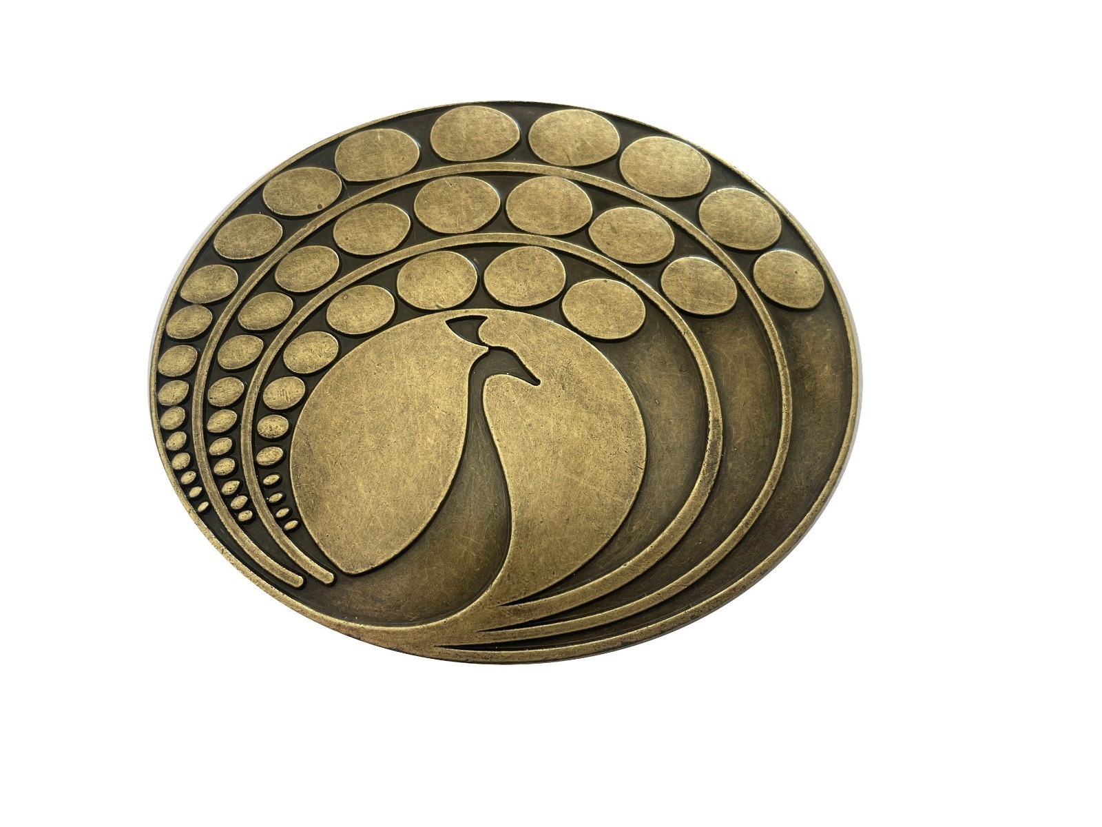 Vintage Peacock Belt Buckle Brass Style 70s Retro Western Fashion Gift