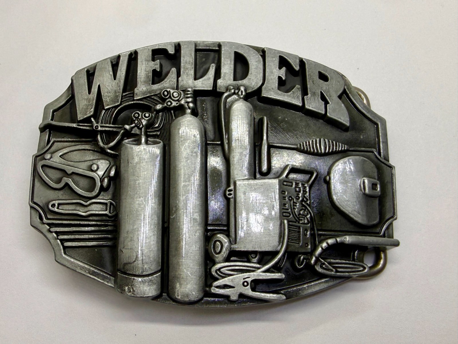 Welder Welding Soldering Tradesman Profession Silver Color NOS Belt Buckle