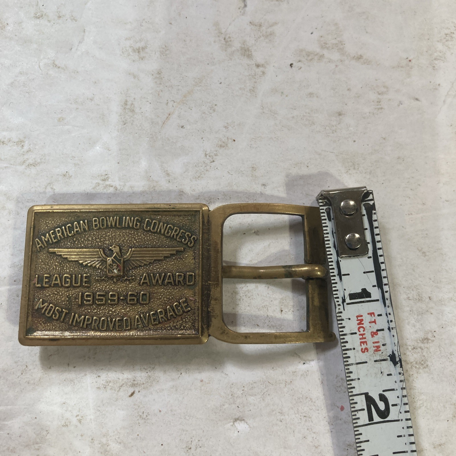 Vtg American Bowling Congress Most Improved Average Belt Buckle Award 1959-60