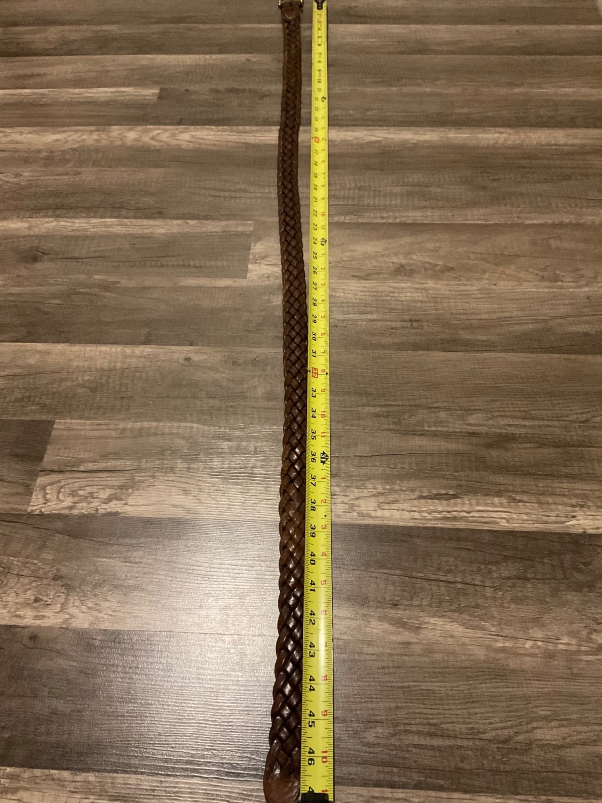 VTG TOMMY HILFIGER PREPPY LEATHER BRAIDED SOLID BRASS BELT ( MENS 42 ) BROWN