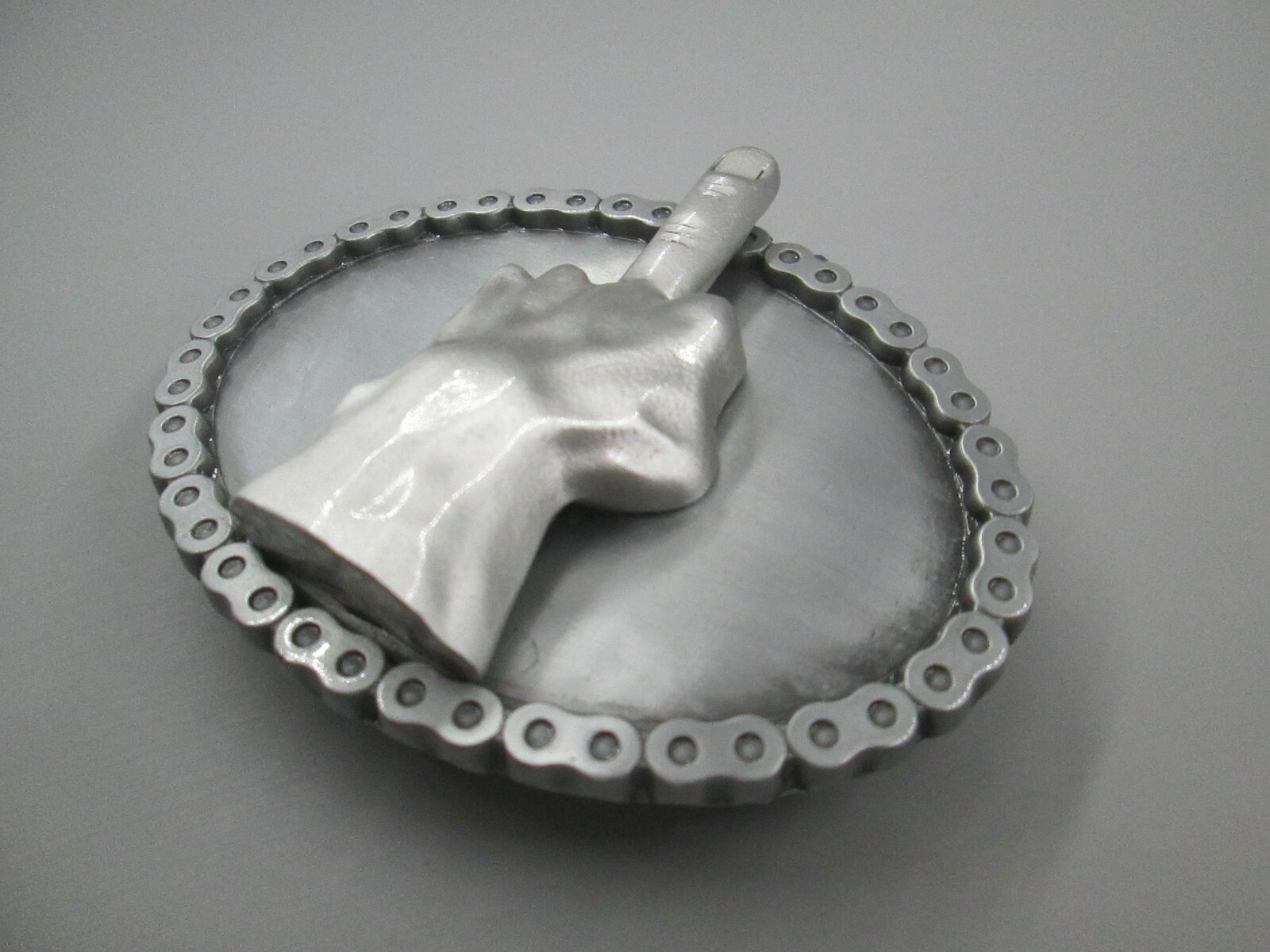 middle finger fuk you biker belt buckle