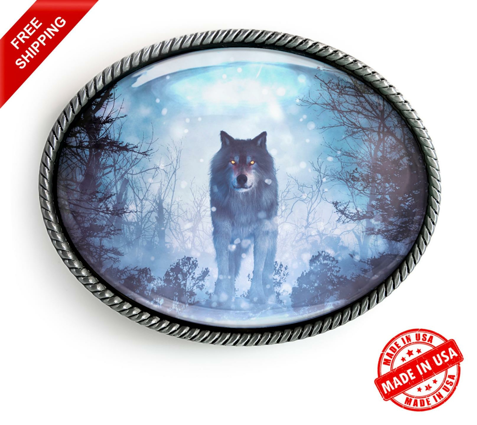 Wolf Belt Buckle – Native American Spirit Animal Handmade Buckle – 633