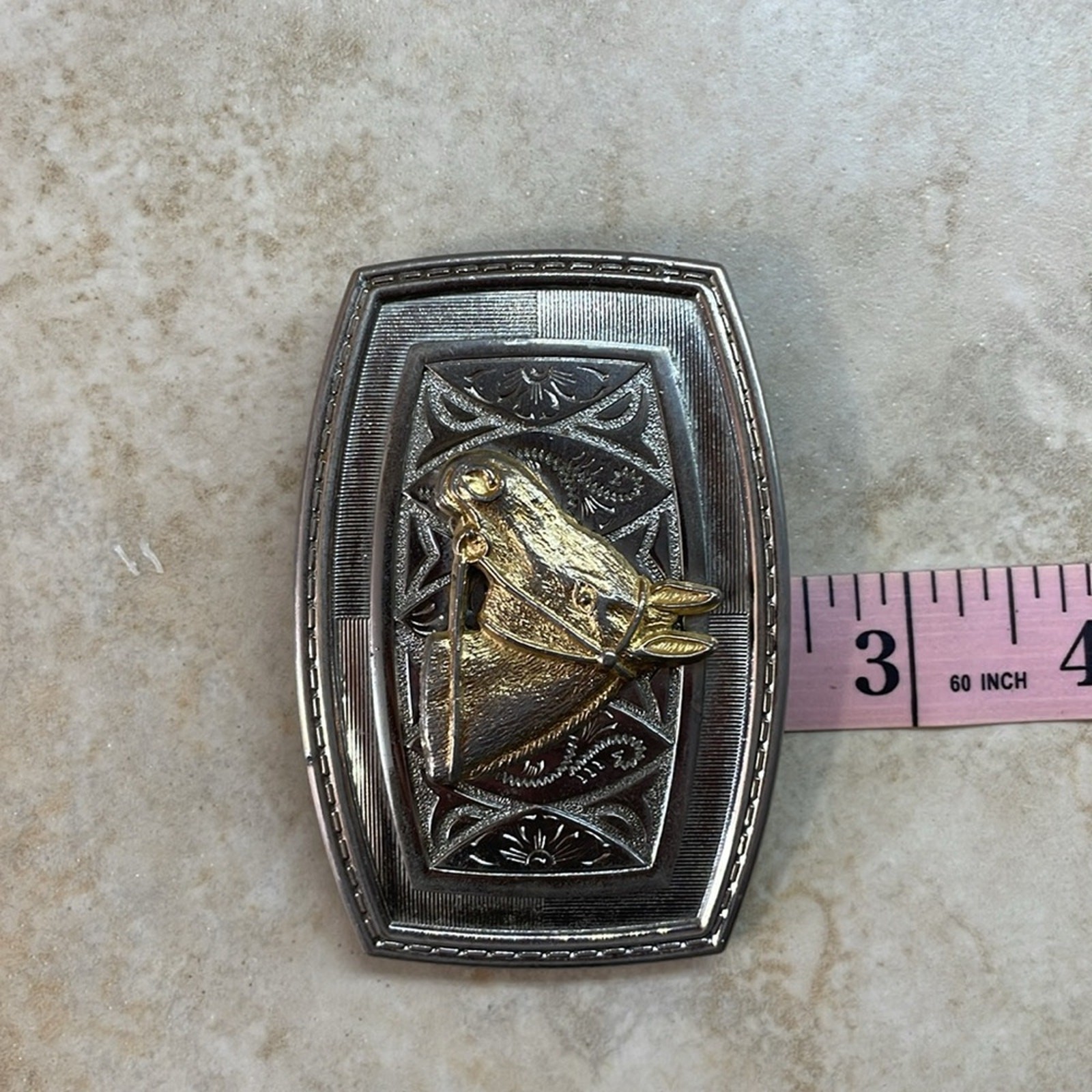 Belt Buckle Horse Head Cowboy Men&rsquo;s Women&rsquo;s Gold Silver Tone Texas Western