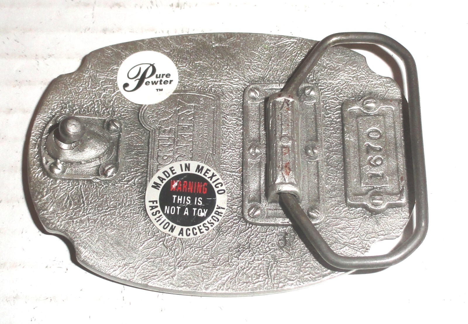 Buckle Bakery FD Firefighter Pure Pewter & Enamel Belt Buckle with Clip #1670