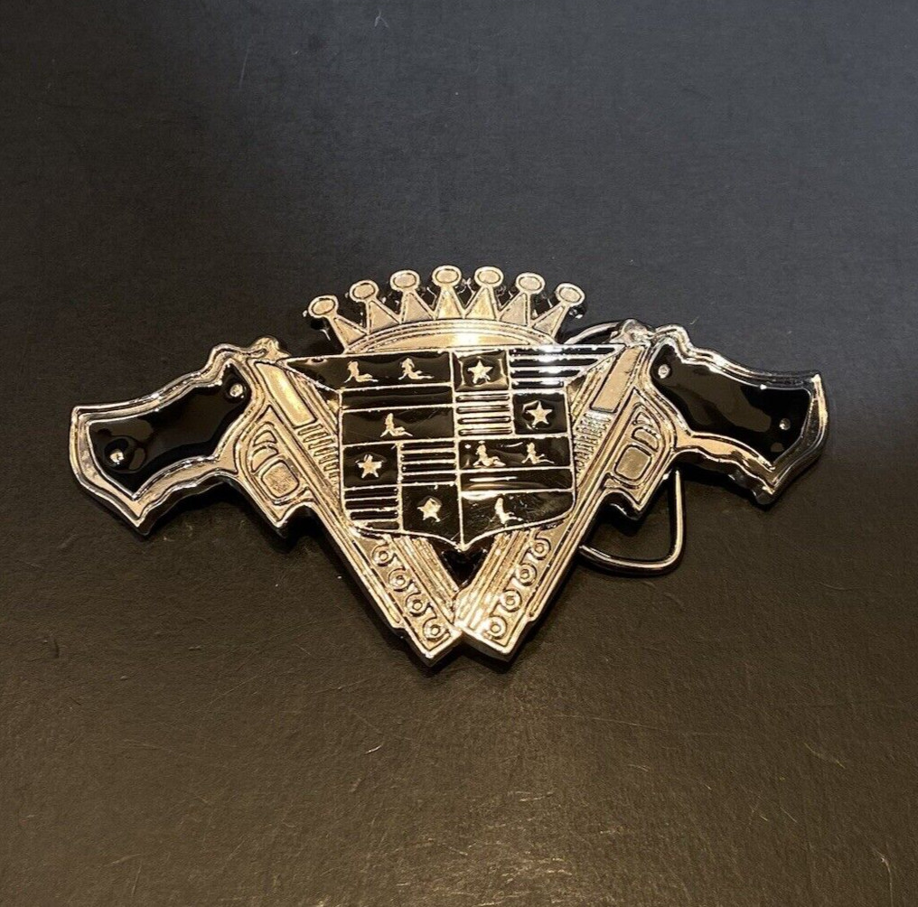 187 Inc Belt Buckle Guns Crest Emblem Black Enamel Silver Tone w/ Bottle Opener