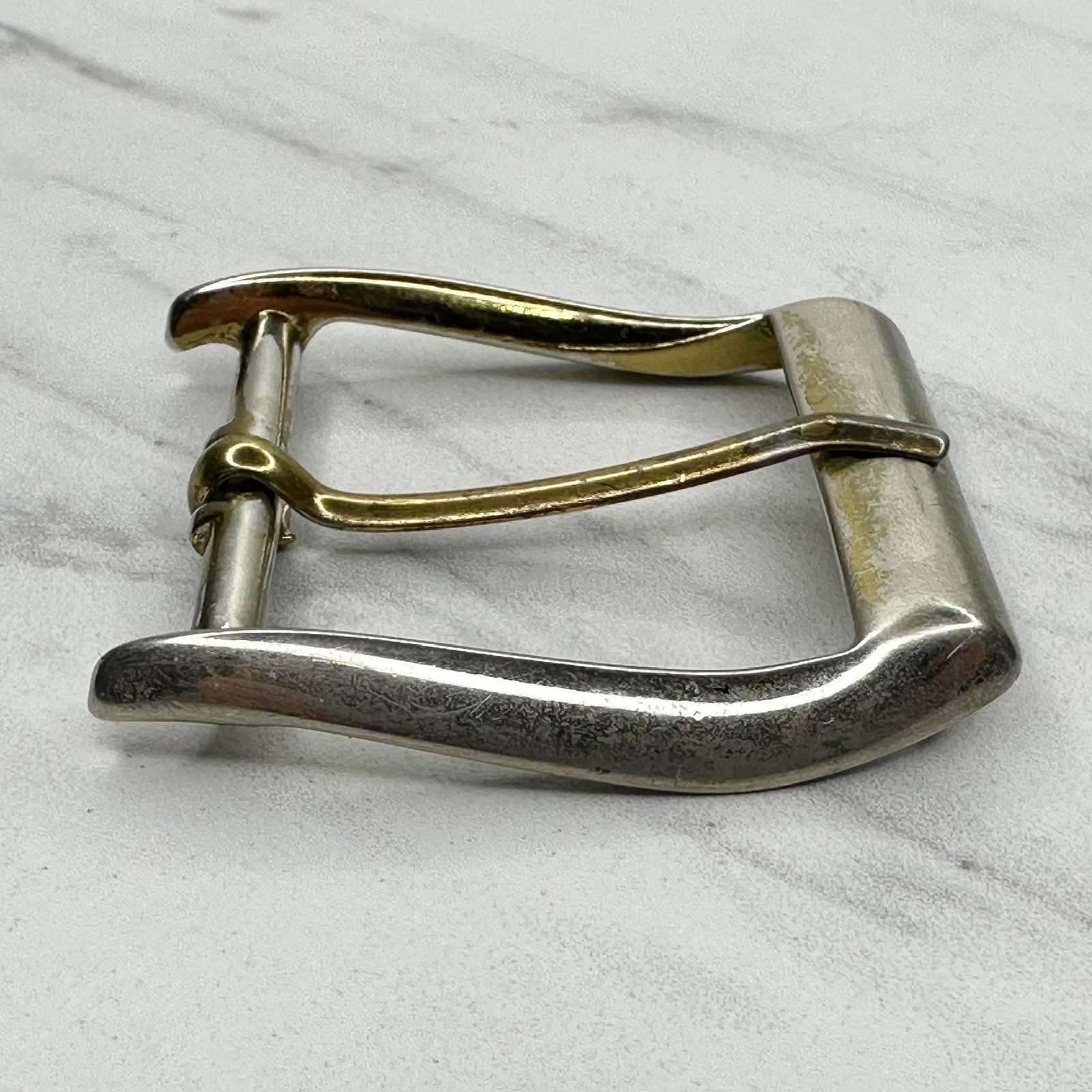 Vintage Silver Gold Tone Simple Rectangle Belt Buckle Fits 1.75&Prime; Belt