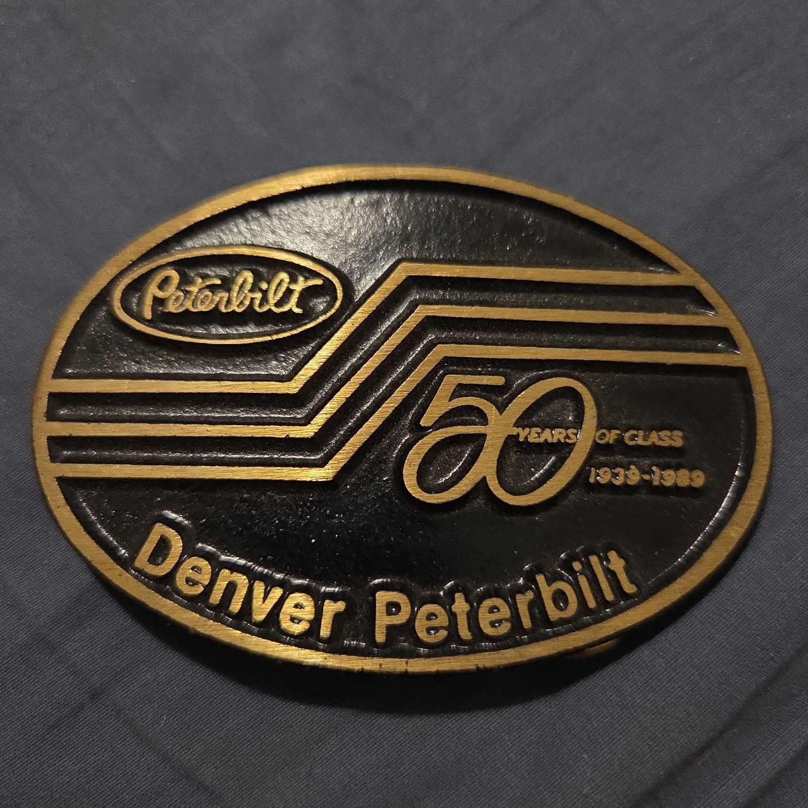 Peterbilt Dyna Belt Buckle Fisher Mfg Denver CO NOS Trucke Brass Semi Big Rig