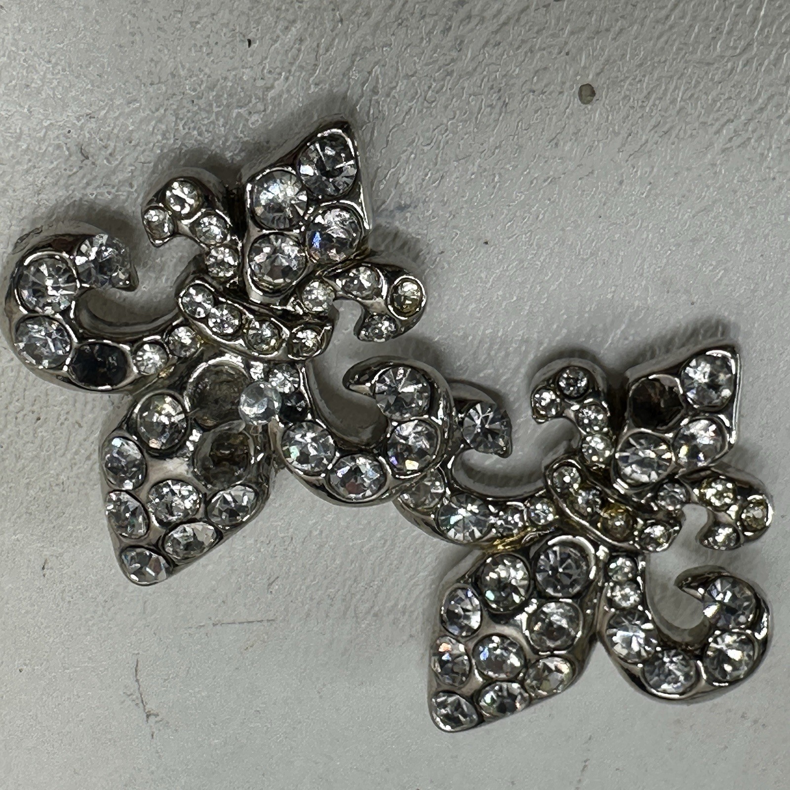 Laly Design Buckle 6 Pc Set Silver Tone Metal Rhinostone Fleur de Lis Tip