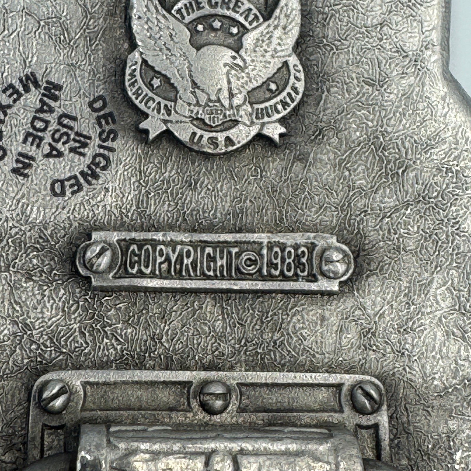 Bald Eagle Belt Buckle Western Americana Black Enamel Silver Tone