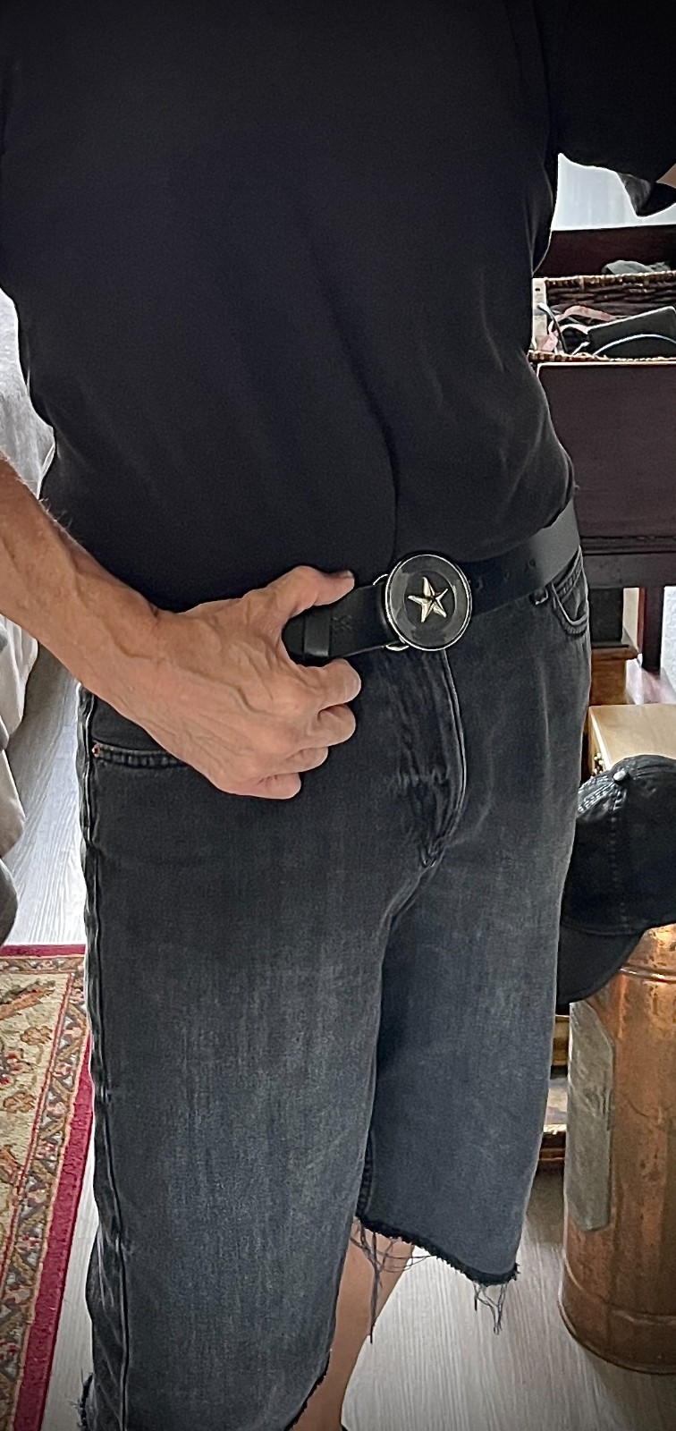 “Five Point Relic” Belt Buckle 2.5” Round Handmade Star OOAK Darren McNees