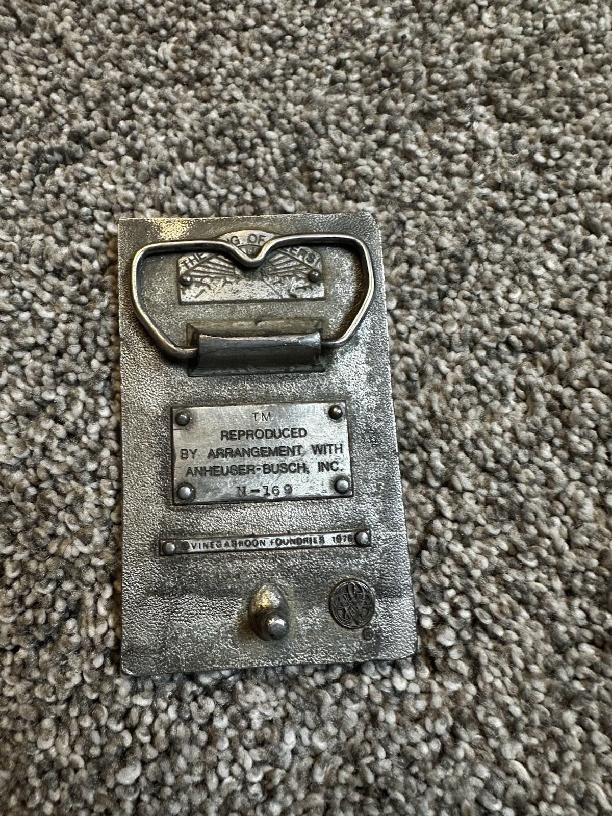 Vintage Bud Budweiser Anheuser Beer Louis Lewis Brass Metal Belt Buckle 1976 70s