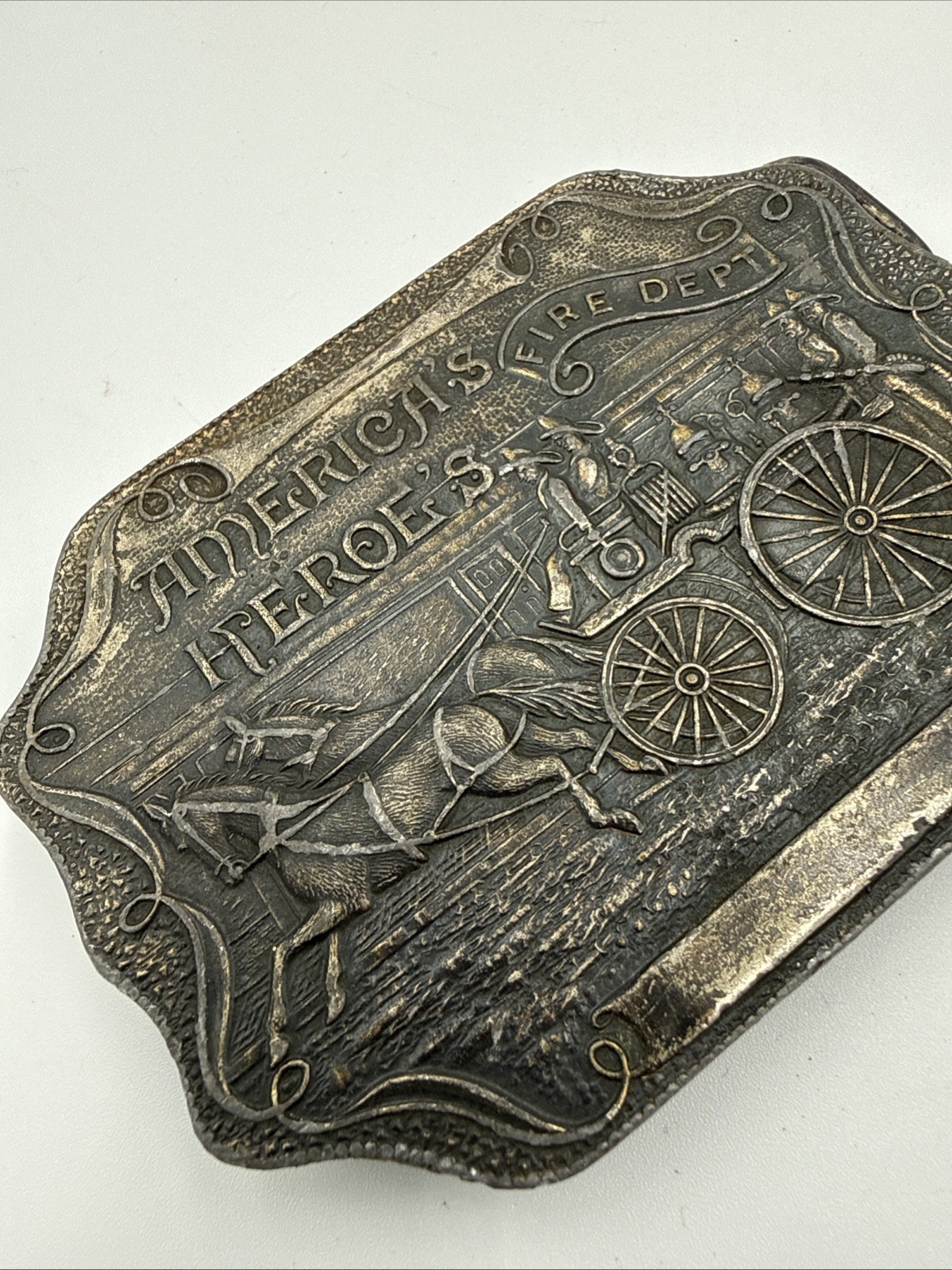 America&rsquo;s Heroe&rsquo;s Fire Dept Belt Buckle Vintage Bergamot Brass Works USA
