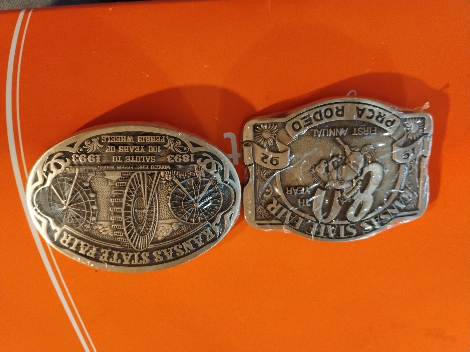 1992 -93 Kansas State Fair First Annual Rodeo Belt Buckle Horse Bronc Cowboy New