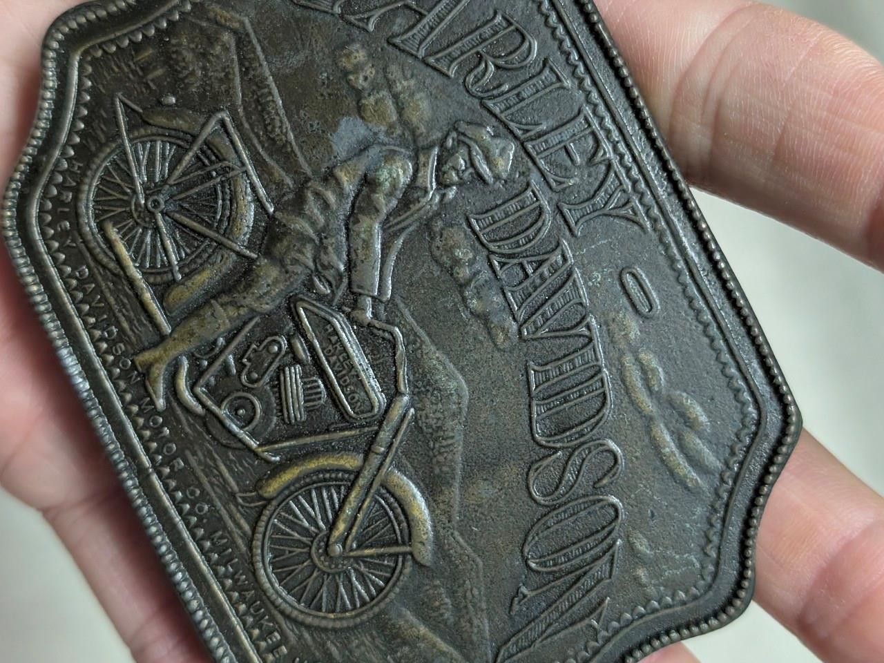 vintage 1970s belt buckle HARLEY DAVIDSON motorcycles BRASS biker western