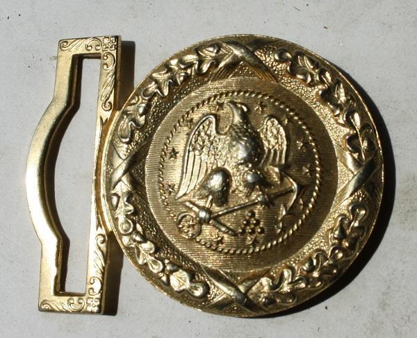 Civil War Army Replica Eagle Gold Color Cast Metal Belt Buckle Gemsco New York +