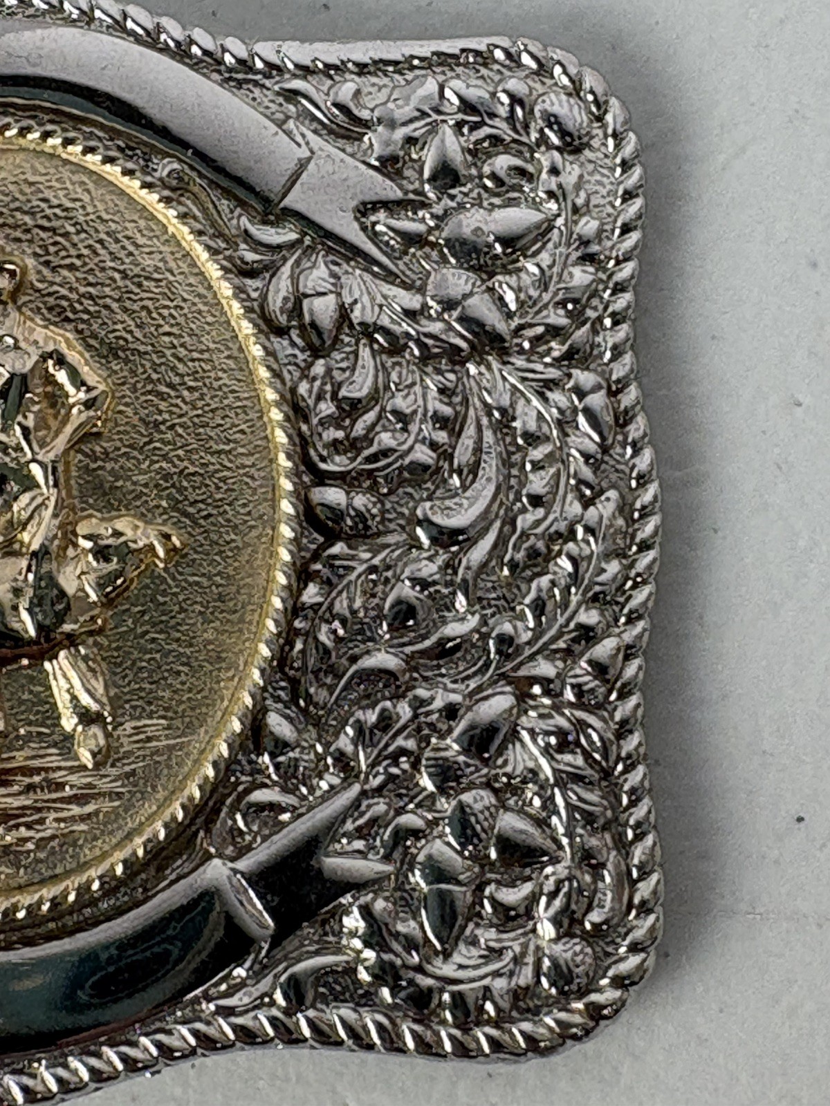 Western Belt Buckle Roper Silver Tone Engraved Western Prod Co. 70s