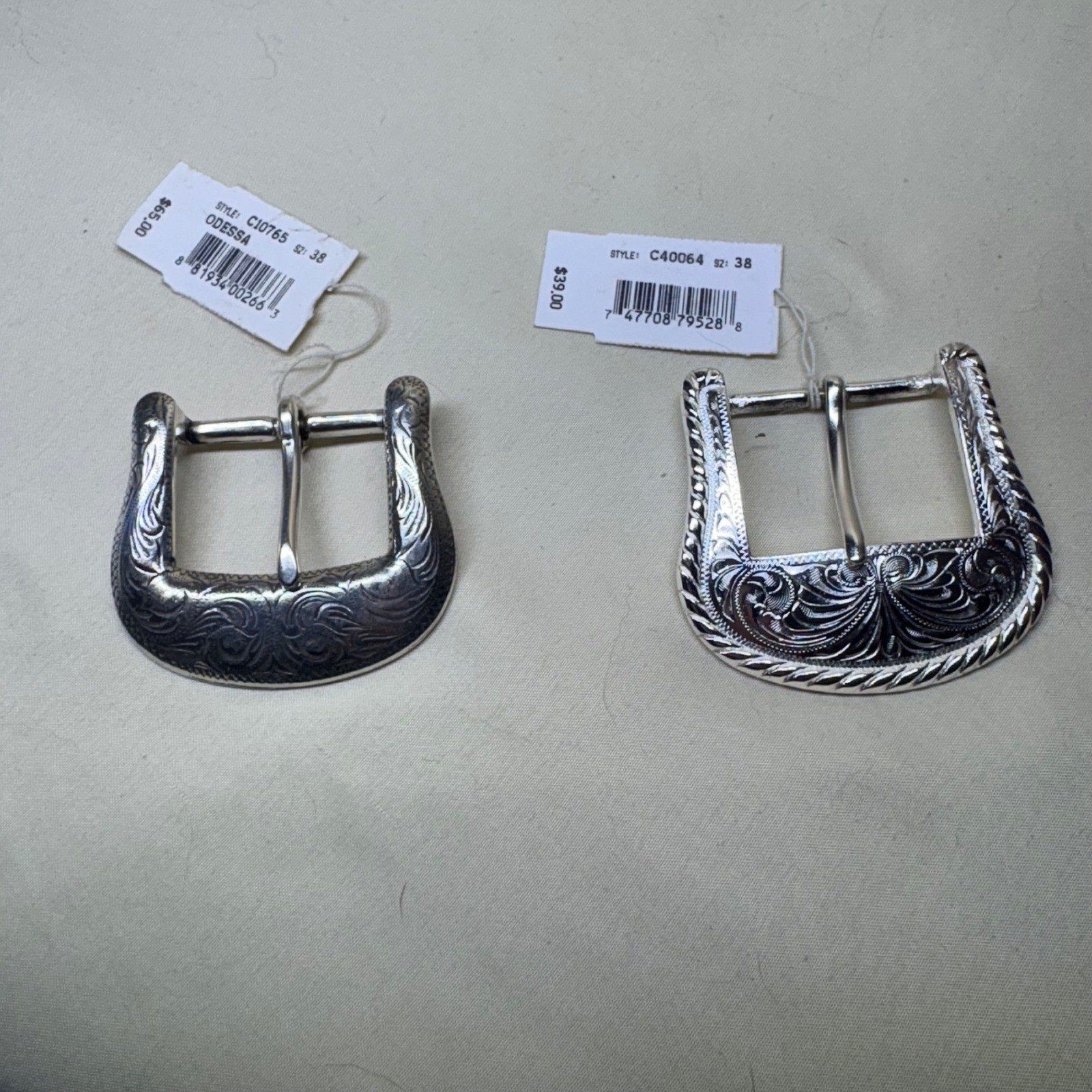 Vintage 1994 Western Belt Buckles Silver Floral Engraved NWT 2pc