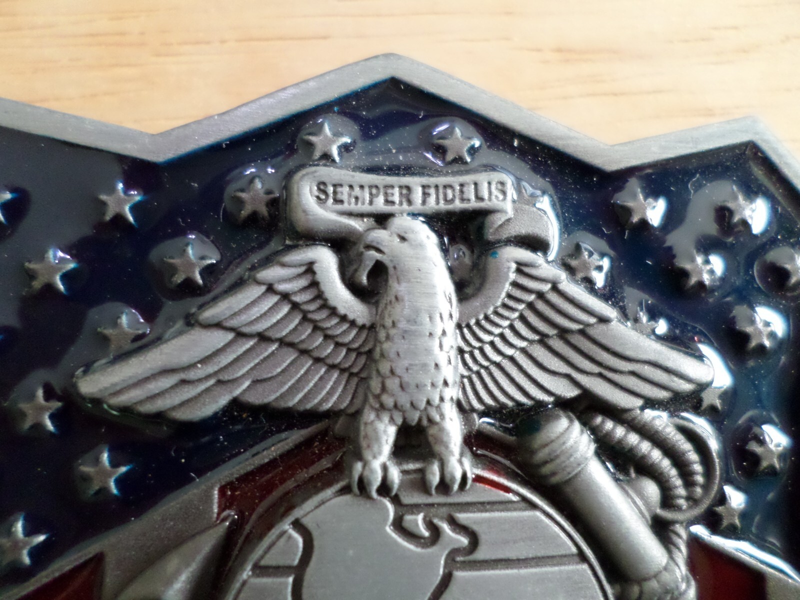 USMC Semper Fidelis US MARINE CORPS Belt Metal Buckle with Red & Blue Enamel