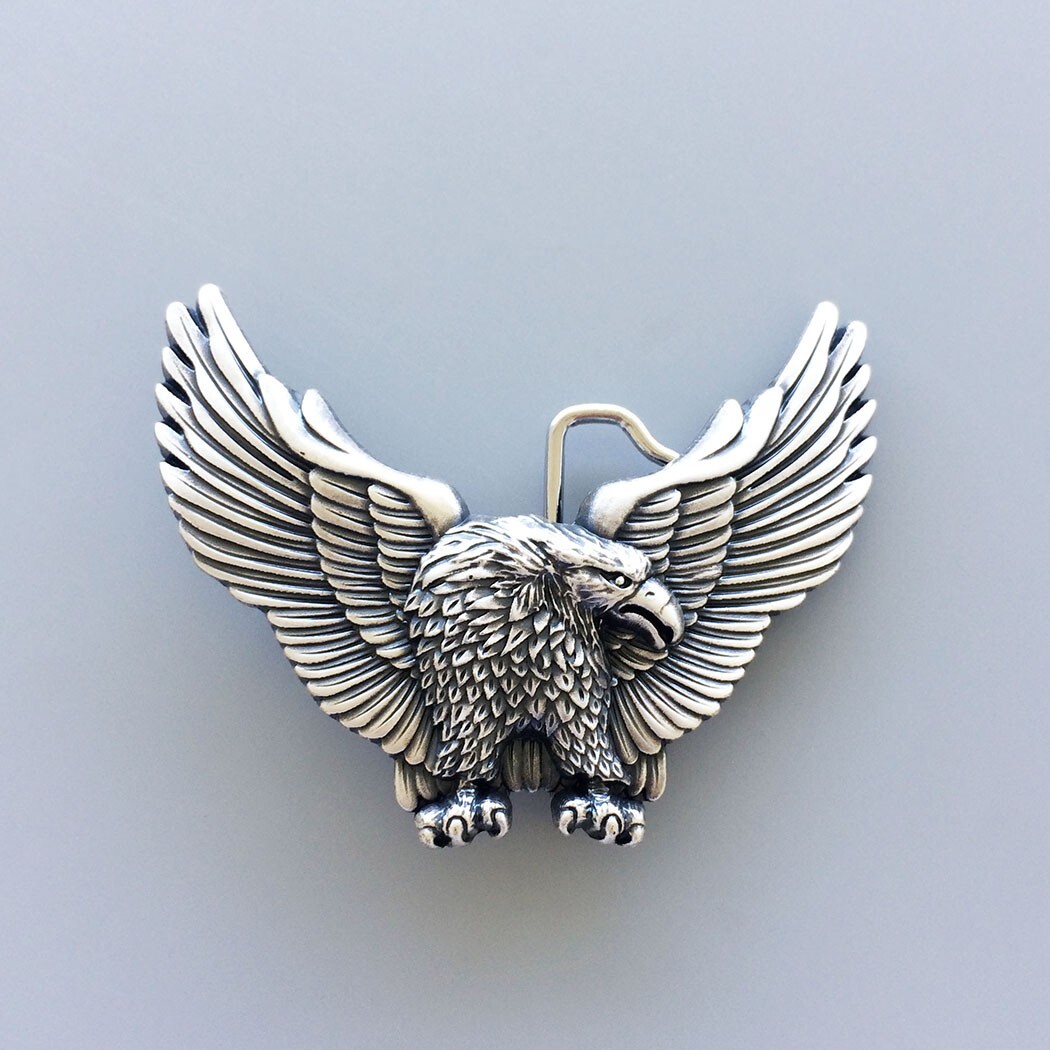 Vintage Silver Plated Western Eagle Wild Animal Belt Buckle Boucle de Ceinture